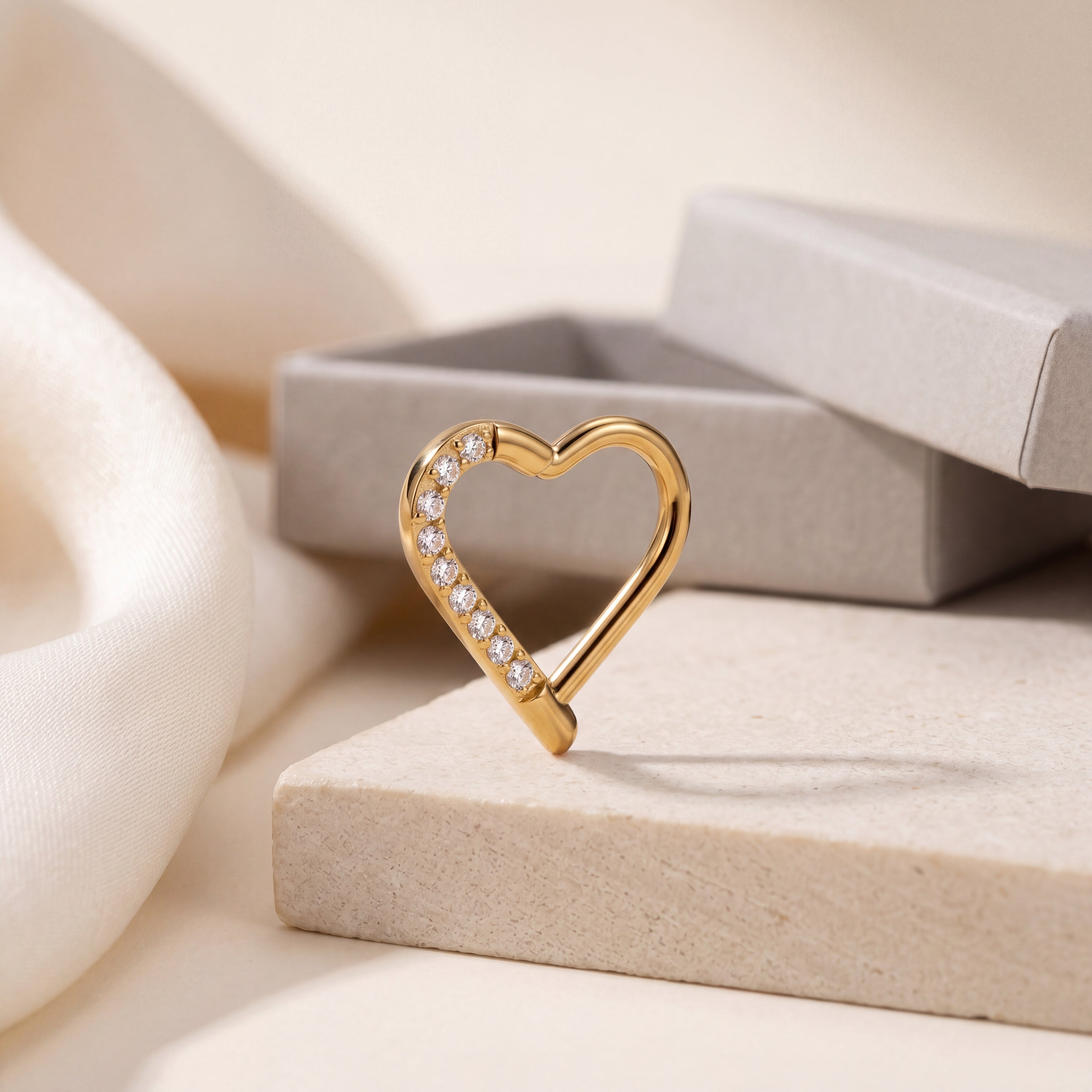 Crystal Heart Titanium Hoop Earrings - image 5