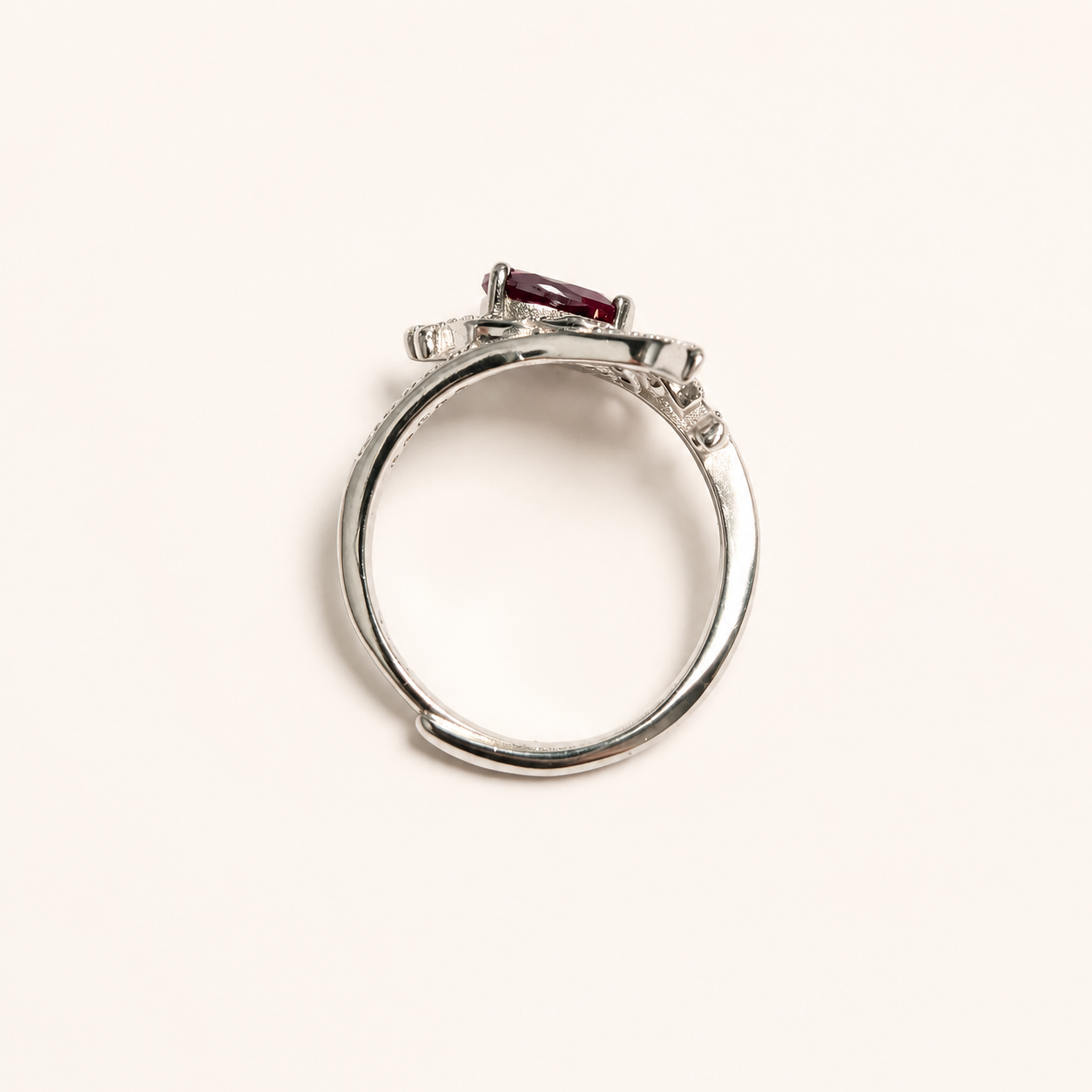 Starlit Crescent Lab-Grown Alexandrite Ring upright view