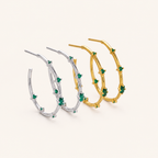 Sterling Silver Emerald-Green Zirconia Stud Earrings detail