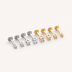 Sterling Silver Round Zirconia Solitaire Flat Back Earrings detail view