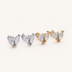 Sterling Silver Marquise Zirconia Butterfly Flat Back Earrings detail