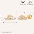 Sterling Silver Zirconia Crown Flat Back Earrings - Gold