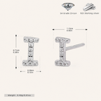 Sterling Silver Pave Initial Letter Stud Earrings - Platinum / I