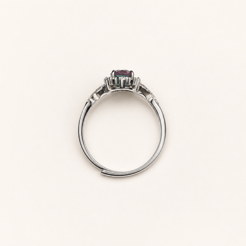Crossloom Lab-Grown Alexandrite Ring upright view