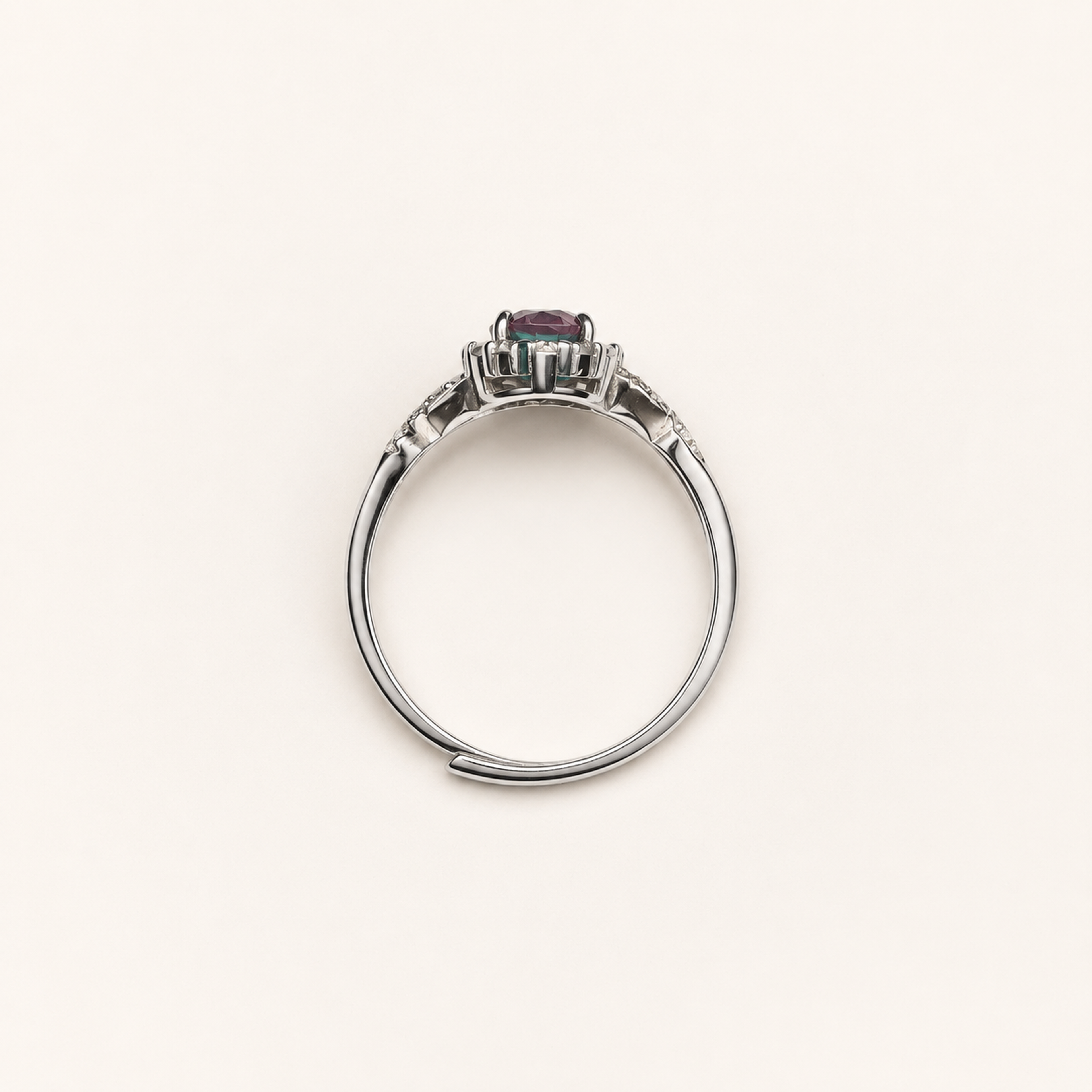 Crossloom Lab-Grown Alexandrite Ring upright view