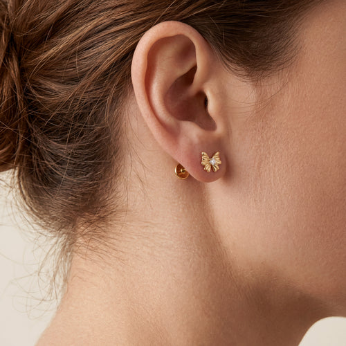 Bow Crystal Titanium Stud Earrings - image 2