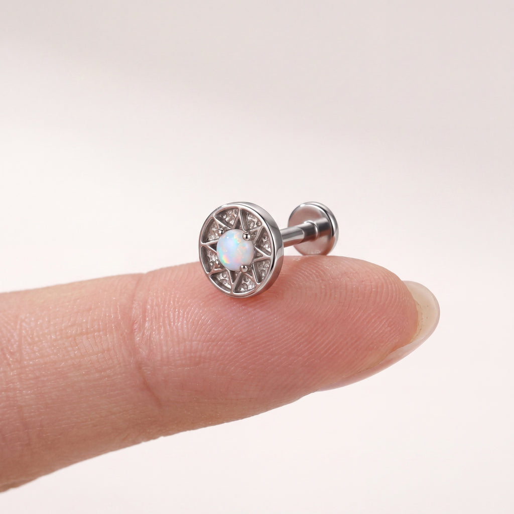Opal Sunburst Titanium Flat Back Earring - image 4