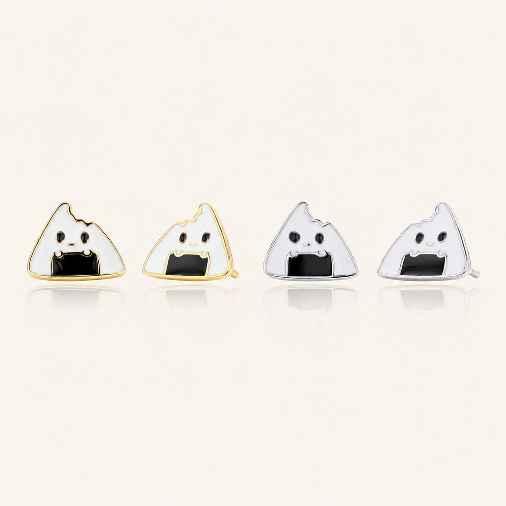 Sterling Silver Rice Ball Stud Earrings