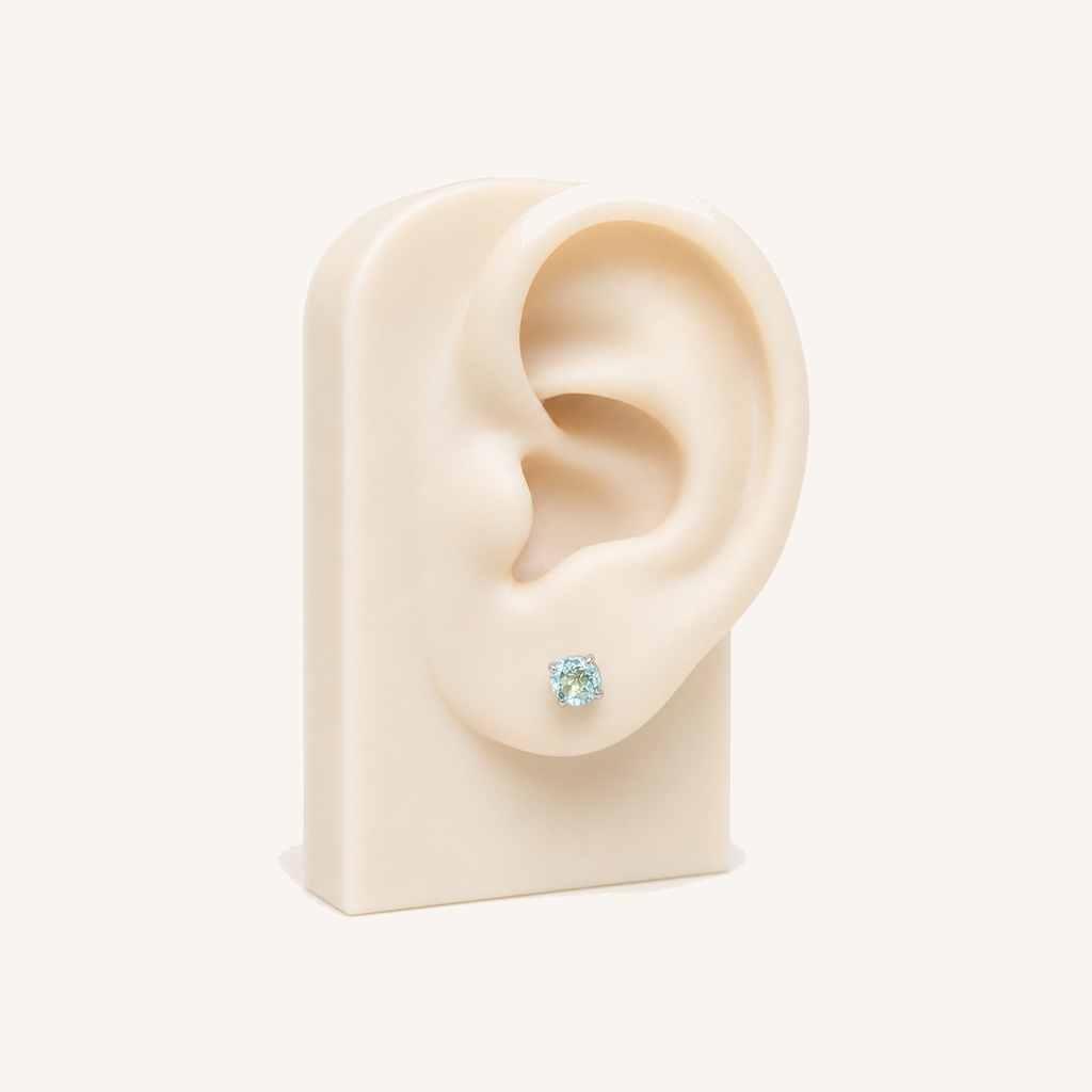 Titanium Blue Topaz Flat Back Stud Earrings