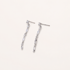 Sterling Silver Zirconia Chain Tassel Drop Stud Earrings detail view