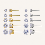 Sterling Silver Six-Prong Zirconia Stud Earrings