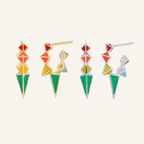 Sterling Silver Resin Geometric Open Stud Earrings