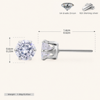 Sterling Silver Six-Prong Zirconia Stud Earrings - Platinum / 6mm