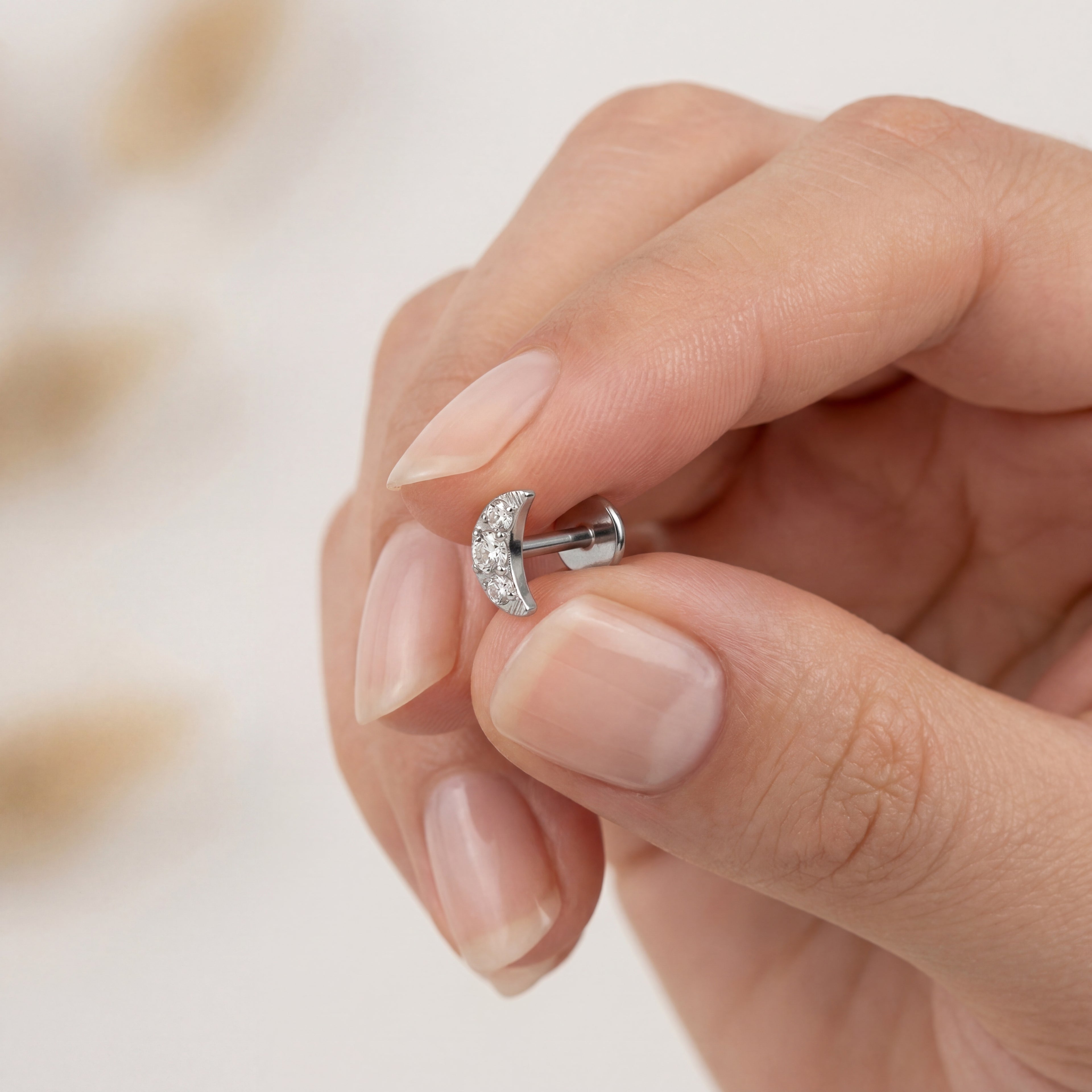 Mini Moon Titanium Stud Earrings - image 4