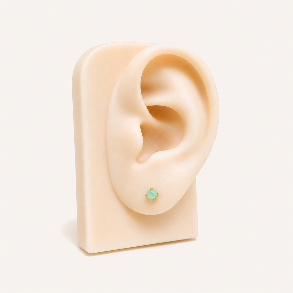 Titanium Light Blue Crystal Flat Back Stud Earrings