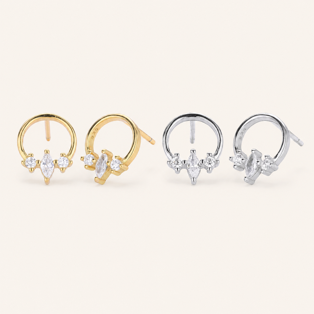 Sterling Silver Zirconia Solitaire Stud Earrings