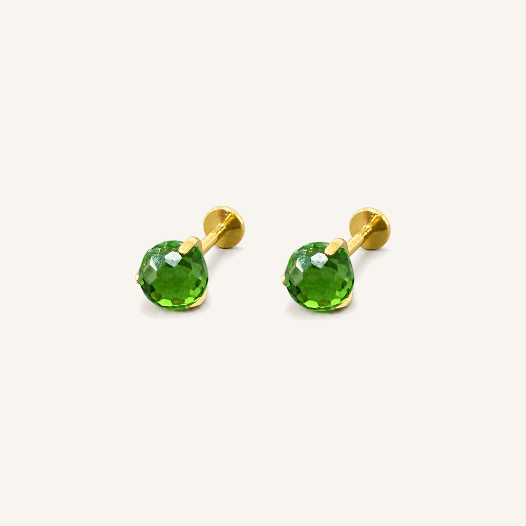 Titanium Green Crystal Flat Back Stud Earrings