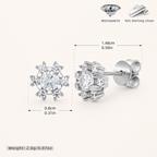 Sterling Silver Moissanite Snowflake Stud Earrings - Platinum