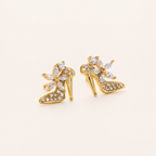 Sterling Silver High Heel Zirconia Stud Earrings detail view
