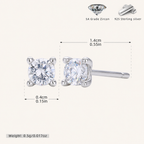 Sterling Silver Classic Zirconia Solitaire Stud Earrings - Platinum / White
