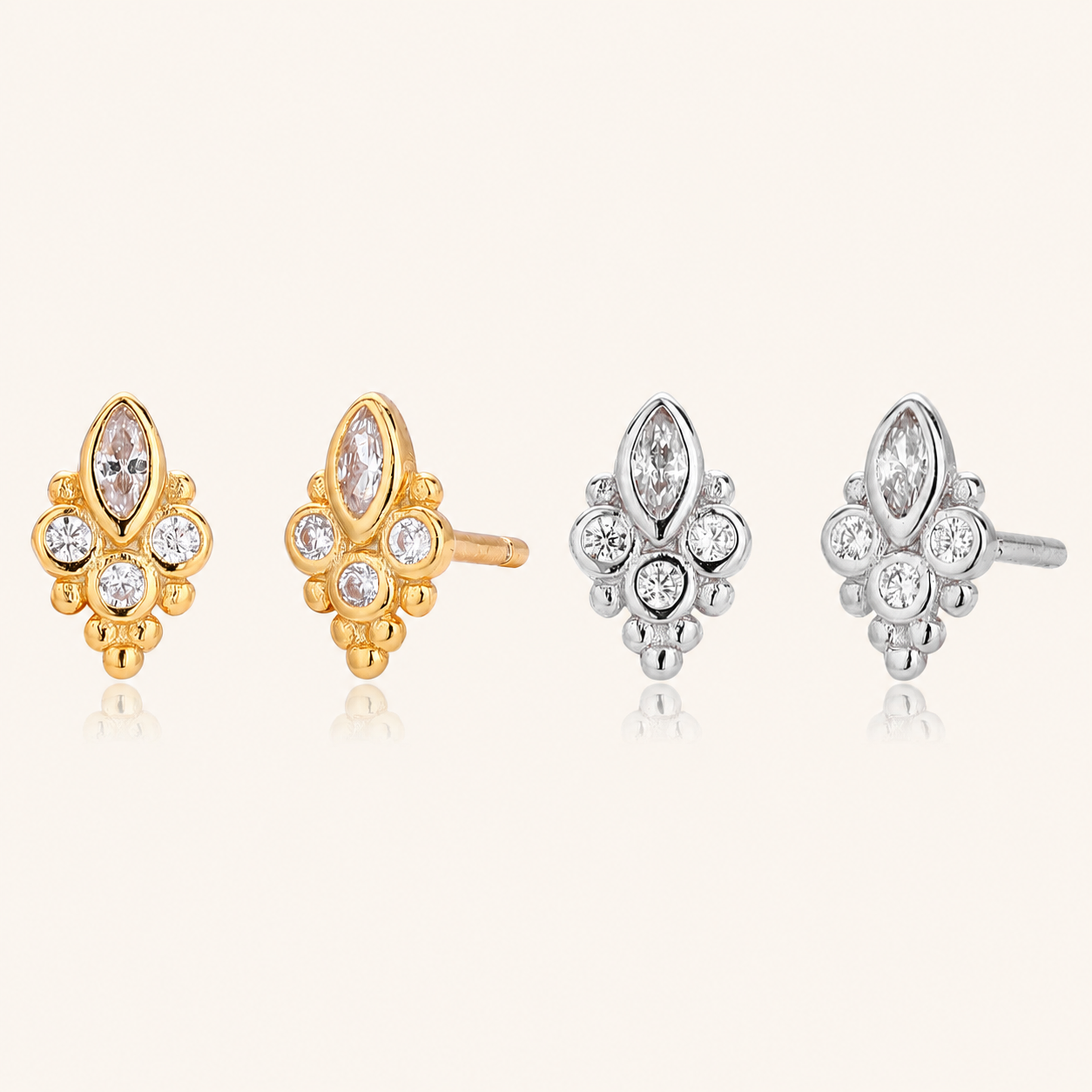Sterling Silver Paw Print Stud Earrings