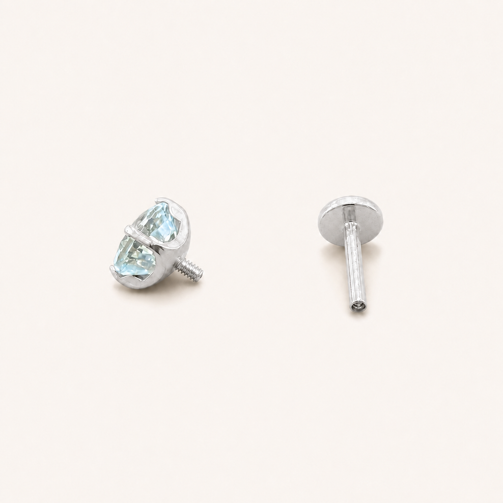 Titanium Blue Topaz Flat Back Stud Earrings