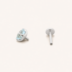 Titanium Blue Topaz Flat Back Stud Earrings