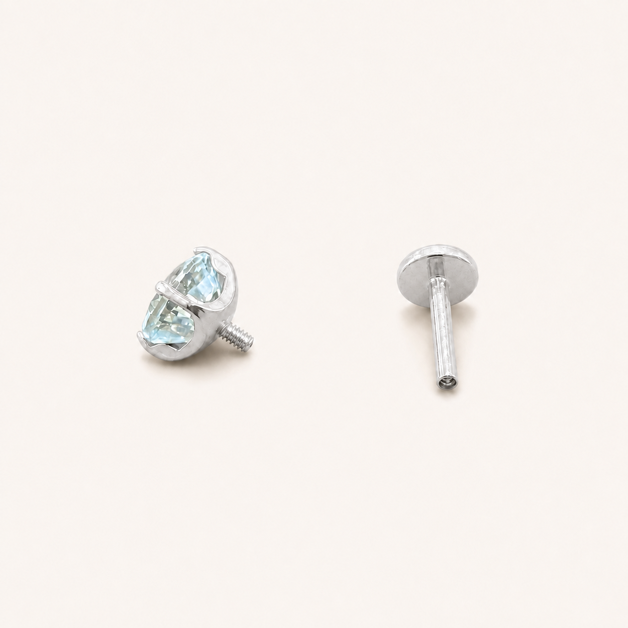 Titanium Blue Topaz Flat Back Stud Earrings