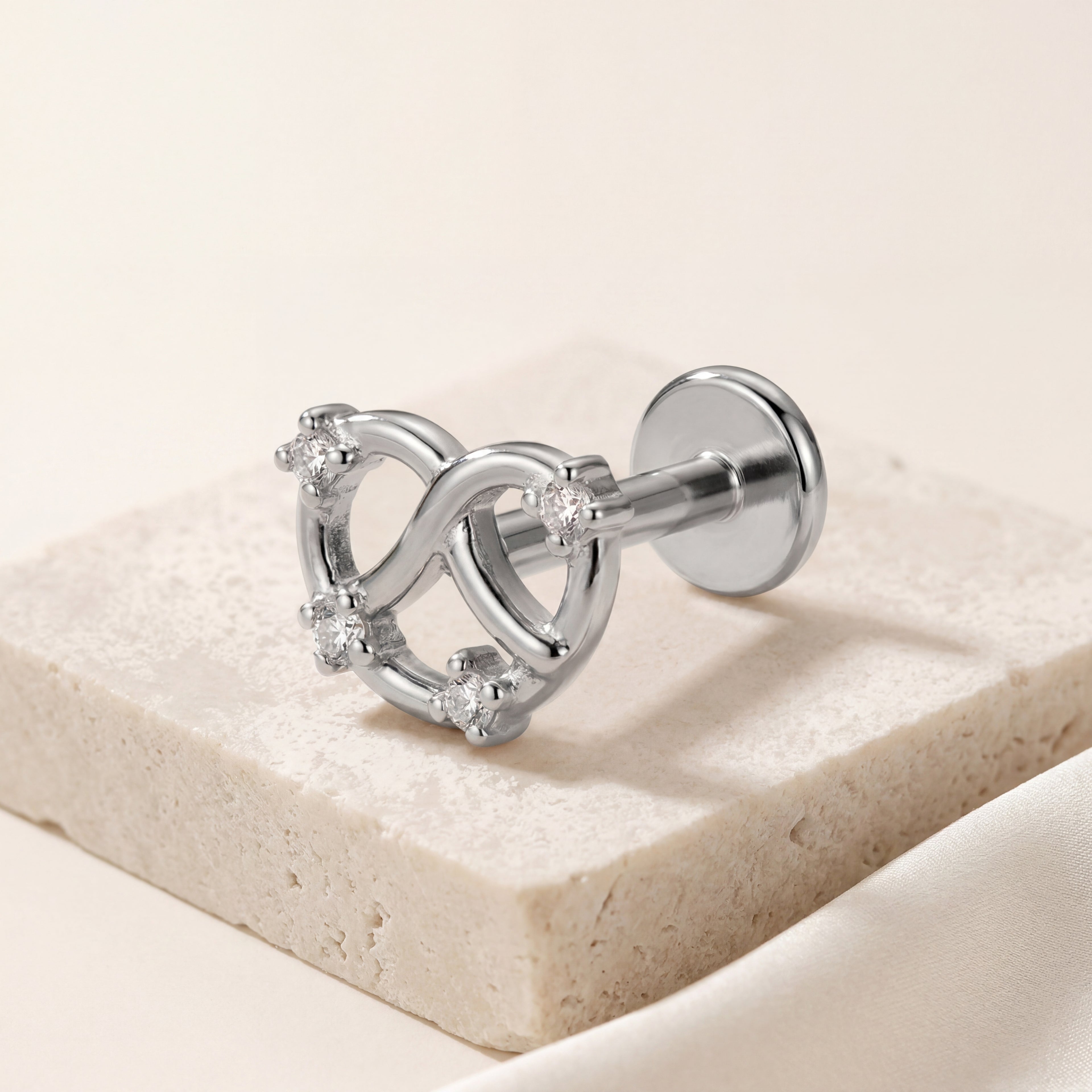 Knot Crystal Titanium Stud Earrings - image 5