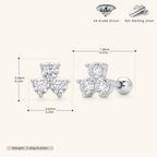Sterling Silver Clover Zirconia Flat Back Earrings - Platinum