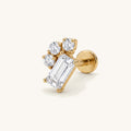 Floral Crystal Titanium Stud Earrings - Gold Zirconia