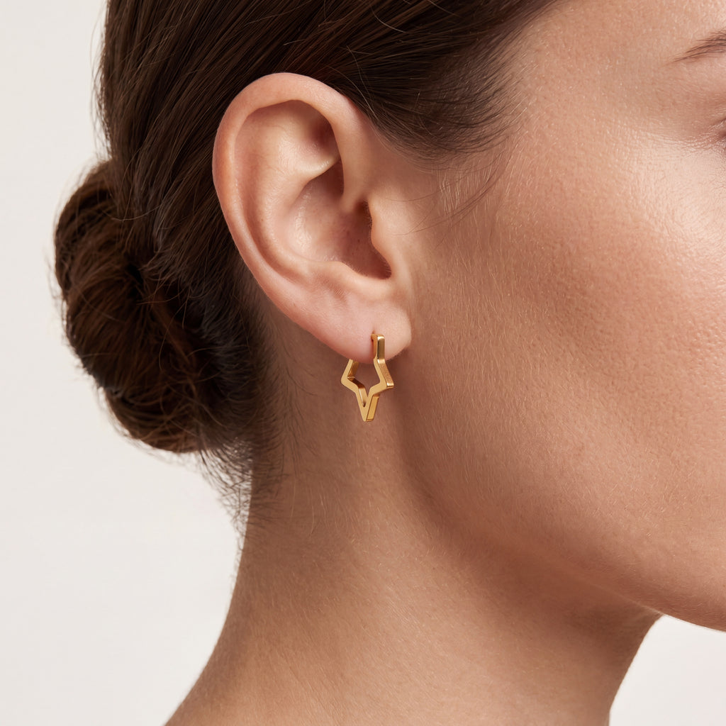 Open Star Titanium Hoop Earrings - image 2