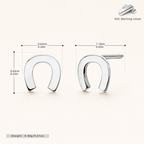 Sterling Silver U-Shape Minimalist Stud Earrings - Platinum