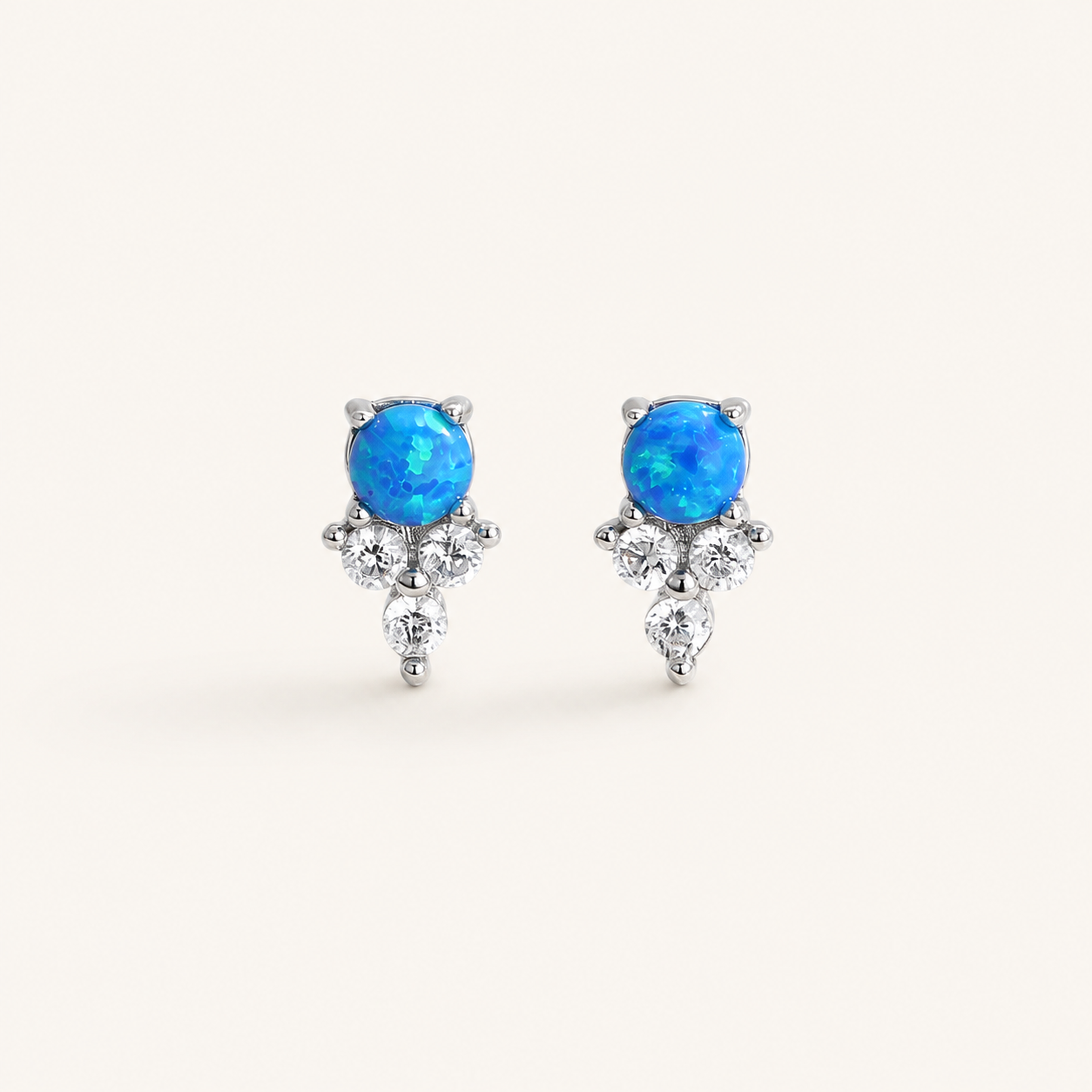 Sterling Silver Opal Stud Earrings detail