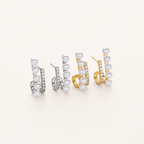 Sterling Silver Pearl & Zirconia Stud Earrings detail