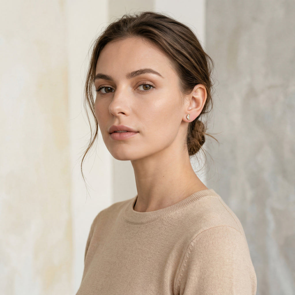 Mini Moon Titanium Stud Earrings - image 3