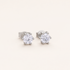 Sterling Silver Six-Prong Moissanite Stud Earrings detail view