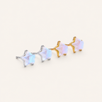 Sterling Silver Moonstone Star Stud Earrings detail