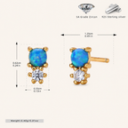 Sterling Silver Round Opal Stud Earrings - Gold / Blue