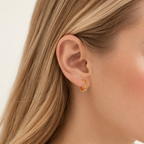 Sterling Silver Polished Chain Drop Stud Earrings worn on the ear