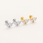 Sterling Silver Zirconia Solitaire Flat Back Earrings detail view