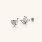 Sterling Silver Marquise Zirconia Butterfly Flat Back Earrings detail view
