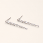 Sterling Silver Zirconia Bar Stud Earrings detail view