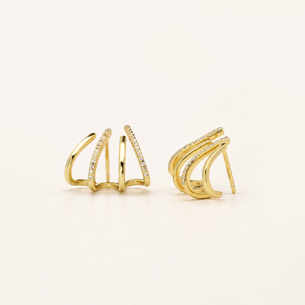Sterling Silver Four-Prong Zirconia Stud Earrings detail