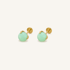 Titanium Light Blue Crystal Flat Back Stud Earrings