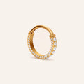 Pave Crystal Titanium Hoop Earrings - Gold