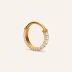 Pave Crystal Titanium Hoop Earrings - Gold