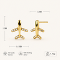 Sterling Silver Pavé Airplane Stud Earrings - Gold