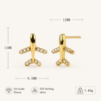 Sterling Silver Pavé Airplane Stud Earrings - Gold