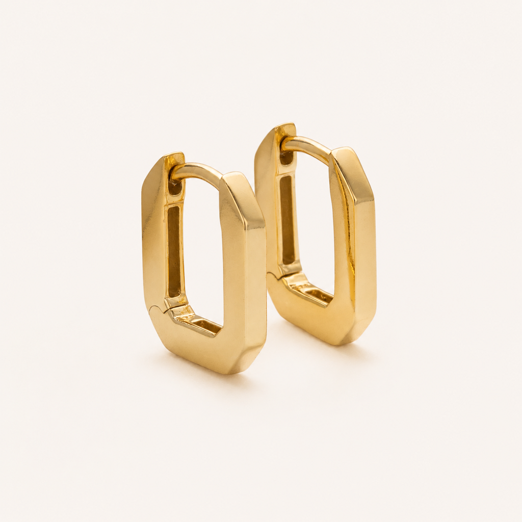 Sterling Silver Geometric Square Hoop Earrings detail view
